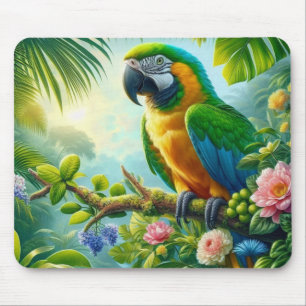 Alfombrilla De Ratón Flor tropical de macao verde