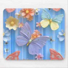ALFOMBRILLA DE RATÓN FLOR Y MARIPOSAS DE COLORES VIVOS
