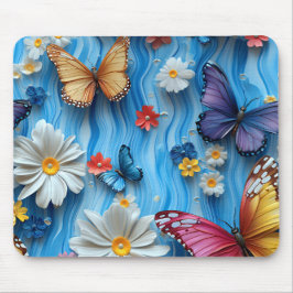 ALFOMBRILLA DE RATÓN FLOR Y MARIPOSAS DE COLORES VIVOS