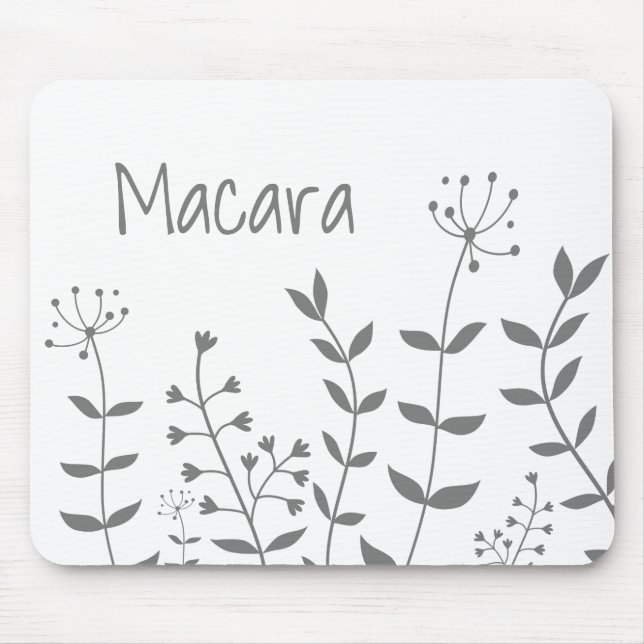Alfombrilla De Ratón Flora gris y blanca (Frente)