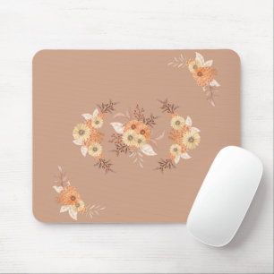 Alfombrilla De Ratón Floración de Otoño – Florales Cálidos Beige y Nara