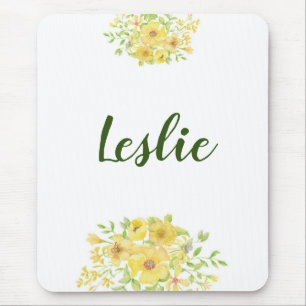 Alfombrilla De Ratón Floral acuarela amarilla