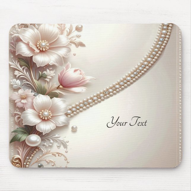 Alfombrilla De Ratón Floral and Pearl Embellishments Mousepad (Frente)