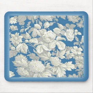 Alfombrilla De Ratón Floral anticuaria azul Mousepad