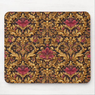Alfombrilla De Ratón Floral Barroco Real con Adorno Dorado