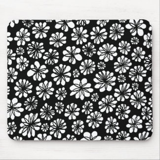 Alfombrilla De Ratón Floral blanca y negra