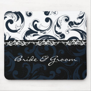 Alfombrilla De Ratón Floral blanca y negra