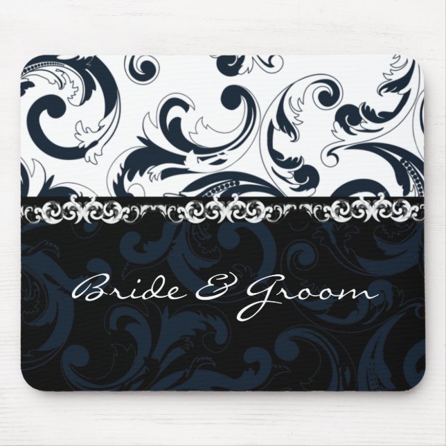 Alfombrilla De Ratón Floral blanca y negra (Frente)