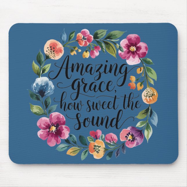 Alfombrilla De Ratón Floral Blue Amazing Grace (Frente)