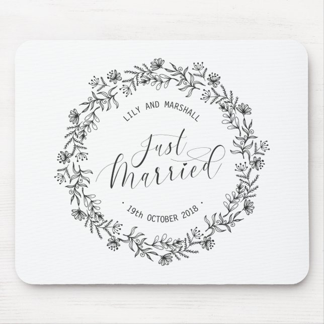 Alfombrilla De Ratón Floral casada personalizada| Mousepad (Frente)