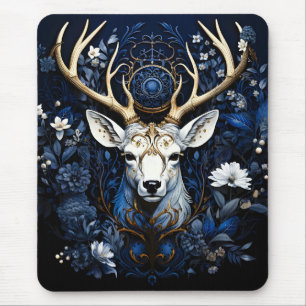 Alfombrilla De Ratón Floral Celestial Ciervo Gótico de Medianoche