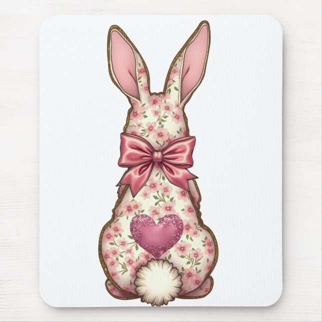 Alfombrilla De Ratón Floral Cottontail Bunny Coquette Bow Rabbit Easter (Frente)