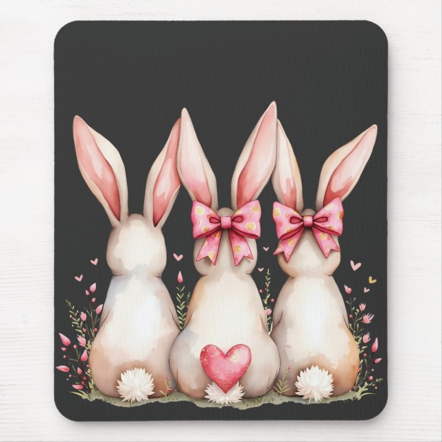 Alfombrilla De Ratón Floral Cottontail Bunny Coquette Bow Rabbit Easter (Frente)