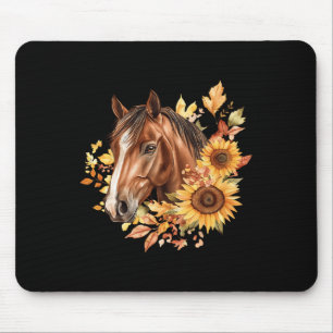 Alfombrilla De Ratón Floral de caballo retrato girasoles a caballo mont