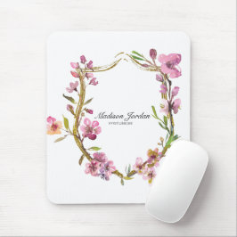 Alfombrilla de ratón floral de flor de cerezo rosa