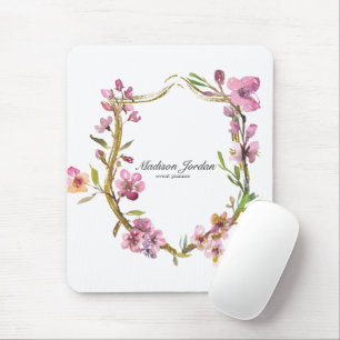 Alfombrilla de ratón floral de flor de cerezo rosa