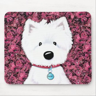 Alfombrilla De Ratón Floral de Impresiones Westie de KiniArt
