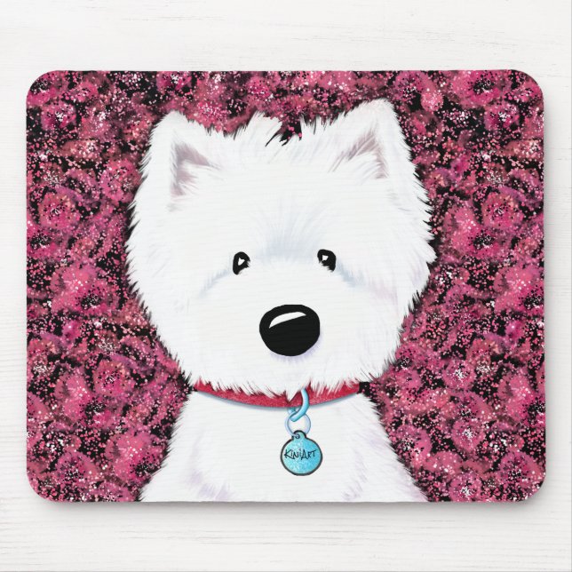 Alfombrilla De Ratón Floral de Impresiones Westie de KiniArt (Frente)