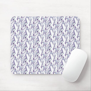 Alfombrilla De Ratón Floral De Lavanda En Blanco