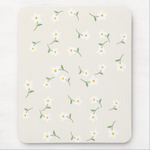 Alfombrilla de ratón floral de margarita crema