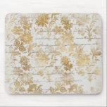 Alfombrilla De Ratón Floral de oro francesa<br><div class="desc">El bello diseño de época francés tiene un fondo de escritura cursiva con elegantes flores y tallos dorados.</div>