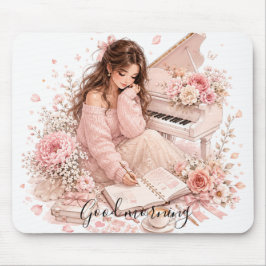 Alfombrilla de ratón floral de piano para música