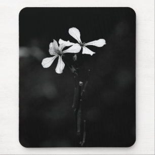 Alfombrilla De Ratón floral en blanco y negro minimalista