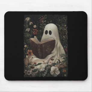 Alfombrilla De Ratón Floral Fantasma libro de lectura Halloween disstum
