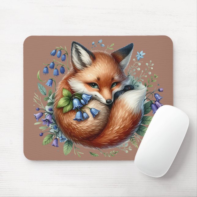 Alfombrilla De Ratón Floral Fox Botanical Woodland Art (Con ratón)