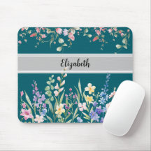 Floral Garden Monograma Script Oscuro Verde azulad