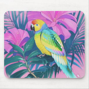 Alfombrilla De Ratón Floral/hawaiano/tropical/loro