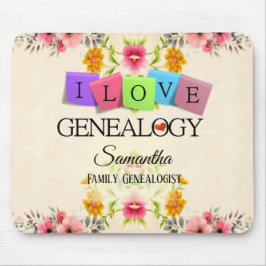 Alfombrilla De Ratón Floral I love Genealogy Mousepad