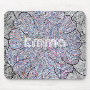 Alfombrilla de ratón floral intrincada dibujada a