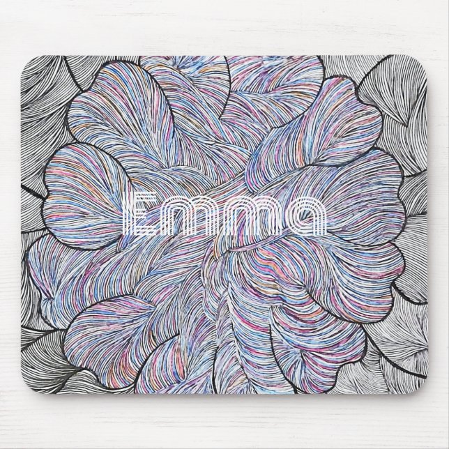 Alfombrilla de ratón floral intrincada dibujada a  (Frente)