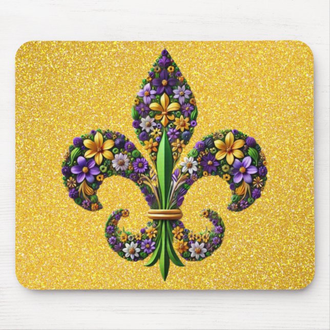 Alfombrilla De Ratón Floral Mardi Gras fleur de lis (Frente)