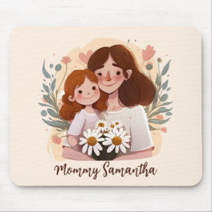 Alfombrilla De Ratón Floral Mom and Daughter Vibrant Background