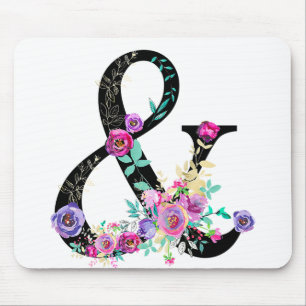 Alfombrilla De Ratón Floral Negra Moderna Ampersand Moda País Rústico
