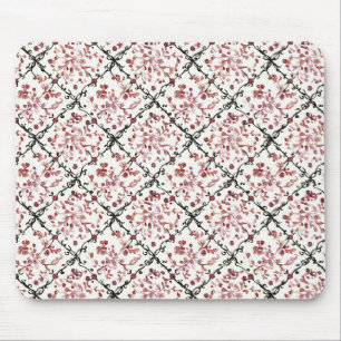 Alfombrilla De Ratón Floral Negro Rojo Blanco
