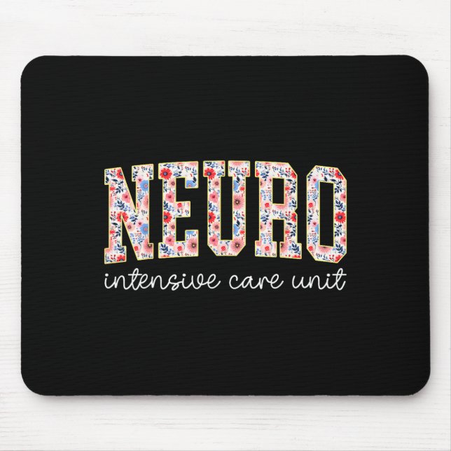 Alfombrilla De Ratón Floral Neuro Icu Nurse Brain Neuroscience Icu Nurs (Frente)