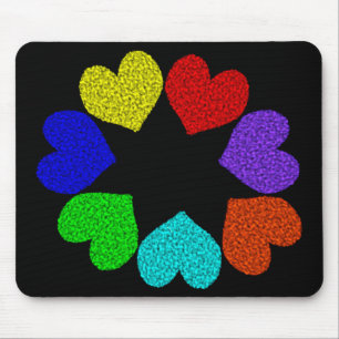 Alfombrilla De Ratón Floral Rainbow Love Hearts Mousepad