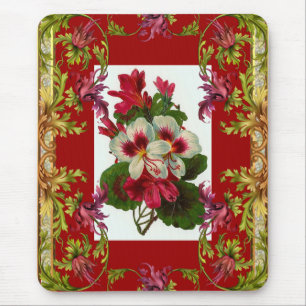 Alfombrilla De Ratón Floral roja de Mousepad de época