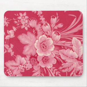 Alfombrilla De Ratón Floral rojo de la frambuesa del vintage