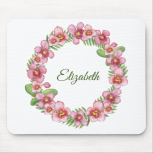 Alfombrilla De Ratón Floral rosa y verde personalizada