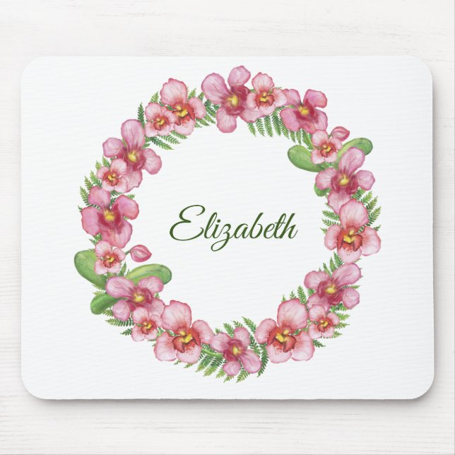 Alfombrilla De Ratón Floral rosa y verde personalizada (Frente)