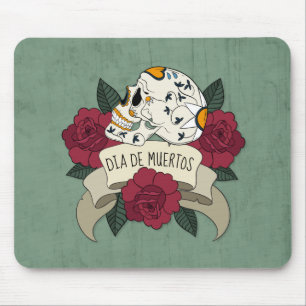 Alfombrilla De Ratón Floral Skull Dia de los Muertos   Mousepad