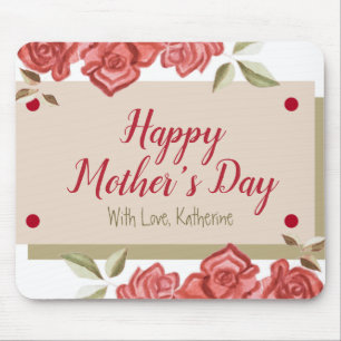 Alfombrilla De Ratón Floral Vintage Classy Feliz Día de la Madre Rosa V