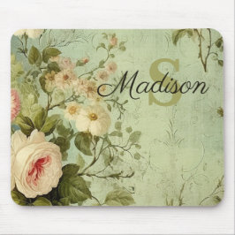 Alfombrilla De Ratón Floral Vintage Rosa Verdor