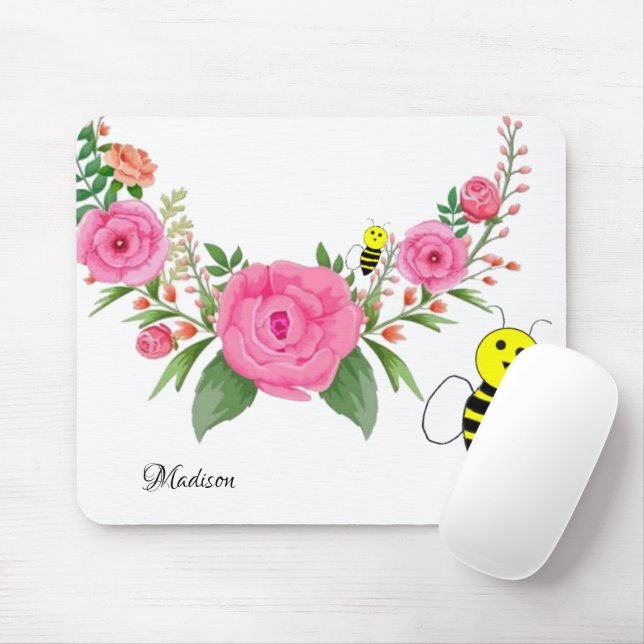 Alfombrilla De Ratón Florales Flores Bumblebee Mouse Pad! (Con ratón)