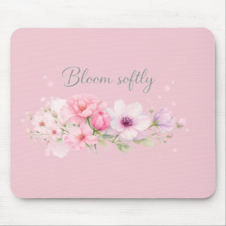 Alfombrilla De Ratón Florece Suavemente – Floral Acuarela Pastel