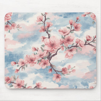 Alfombrilla De Ratón Florecimiento de Cerezo Japonés Rosa Azul